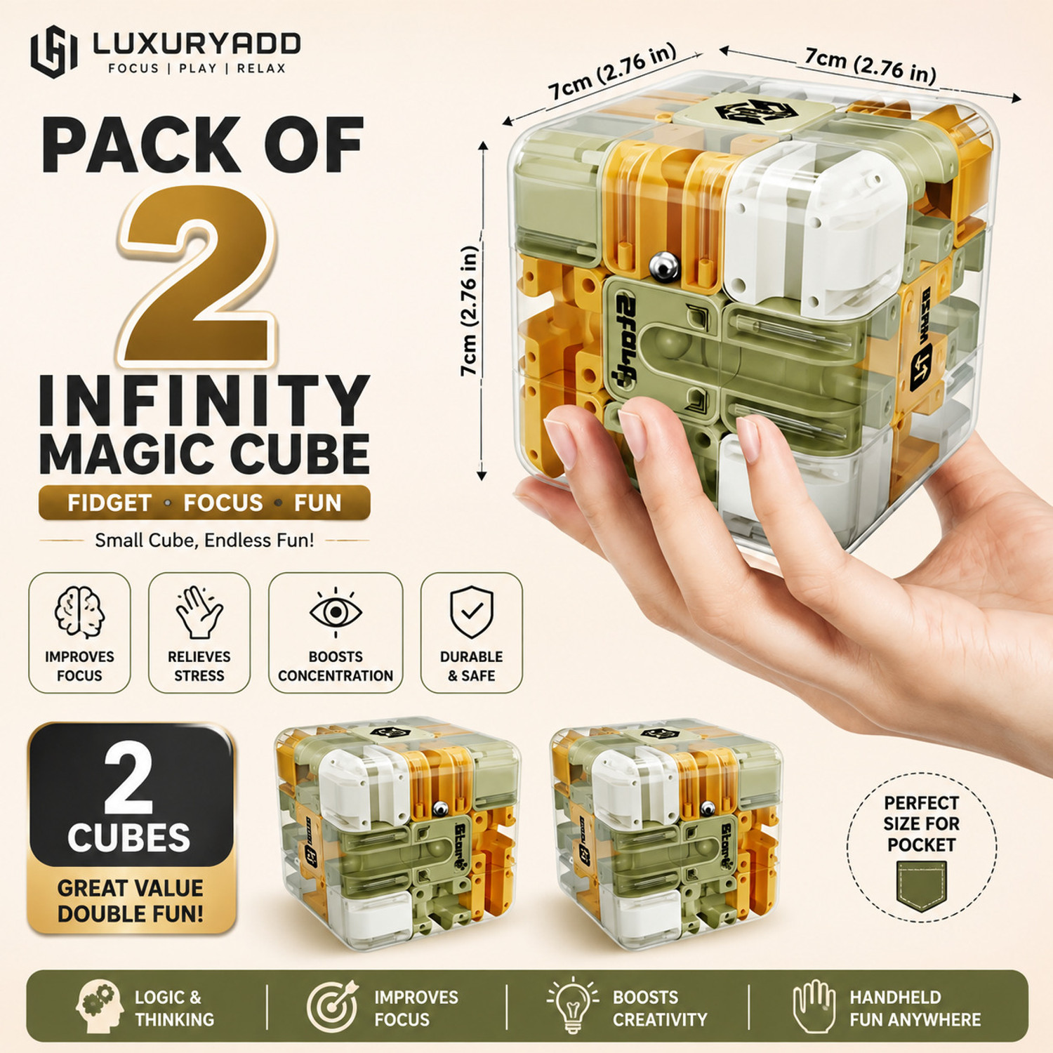 Image of shirly 3D Ball Rolling Maze Cube Puzzle Game for Kids & Adults Brain Teaser