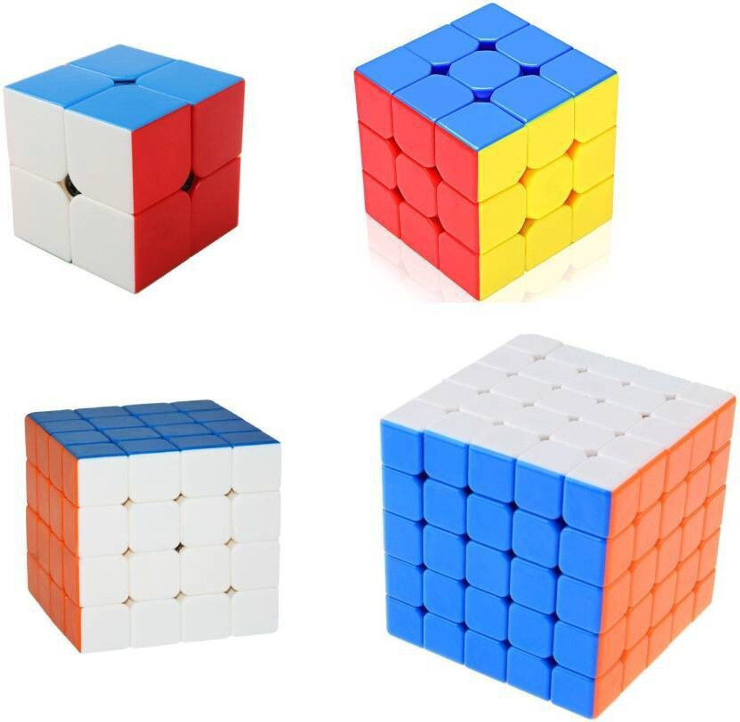 Image of D ETERNAL cube combo set of 2x2 3x3 4x4 5X5 cube high speed stickerless magic cube Brainstorming Puzzle Cube combo 4 Game Toy