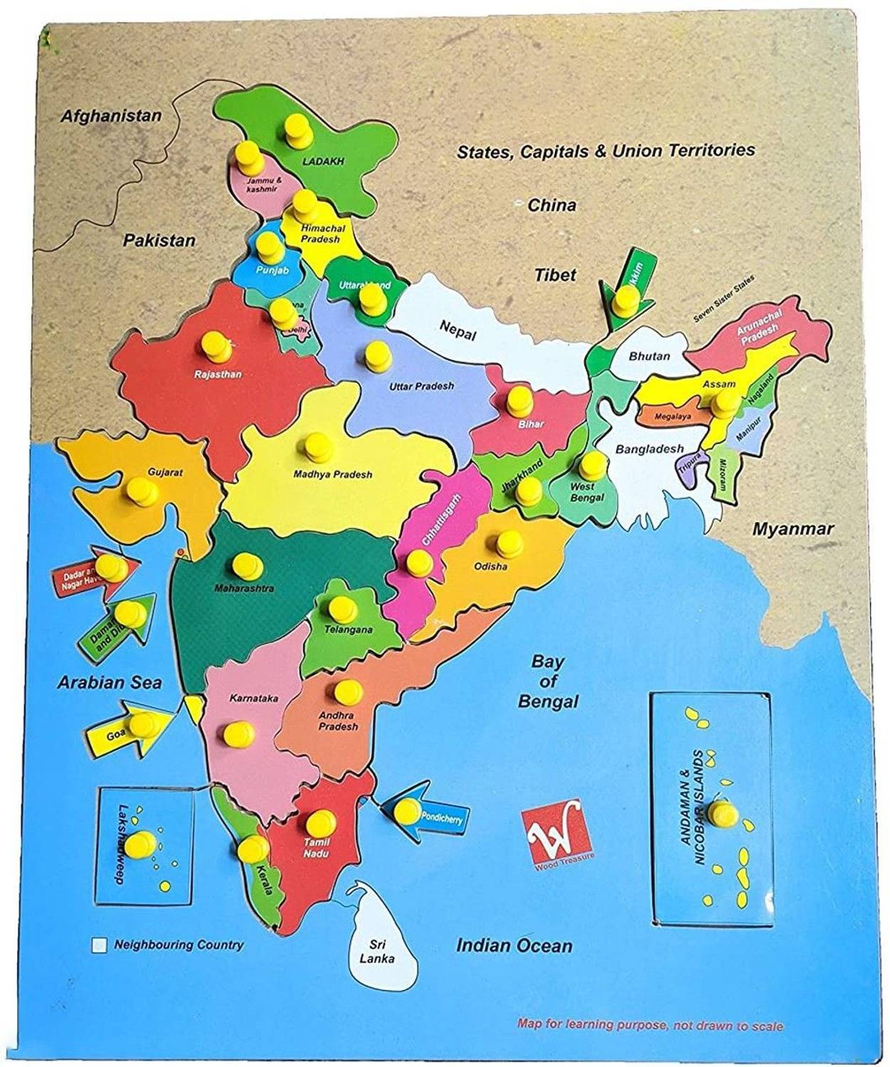 AMUSING India Map Wooden Puzzle for Kids Jigsaw Puzzle Early Education Learning Toys