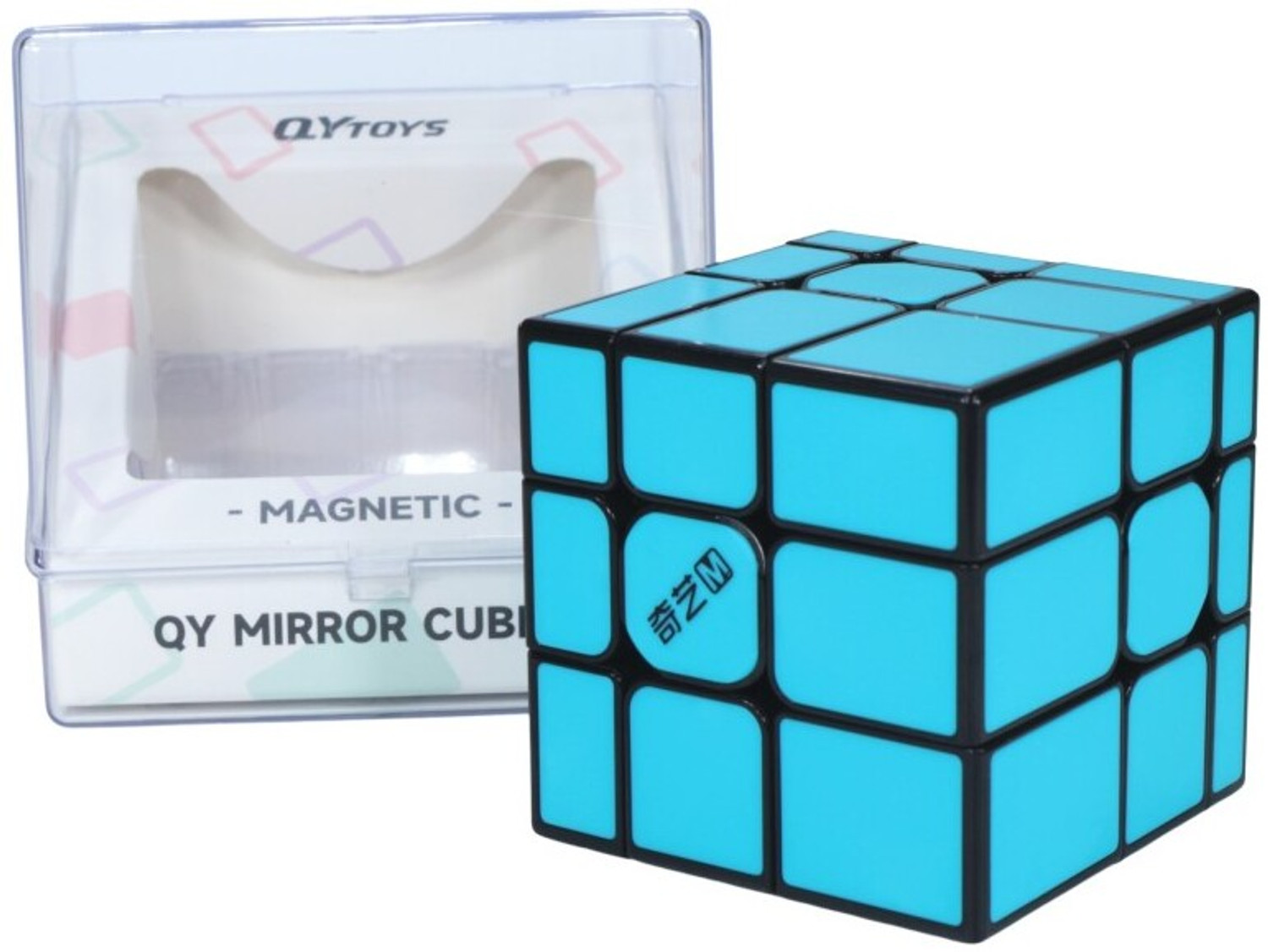 Image of Cuberkart QiYi Mirror Blue Magnetic Tiled 3x3 Speed Cube with Factory-Installed Magnets