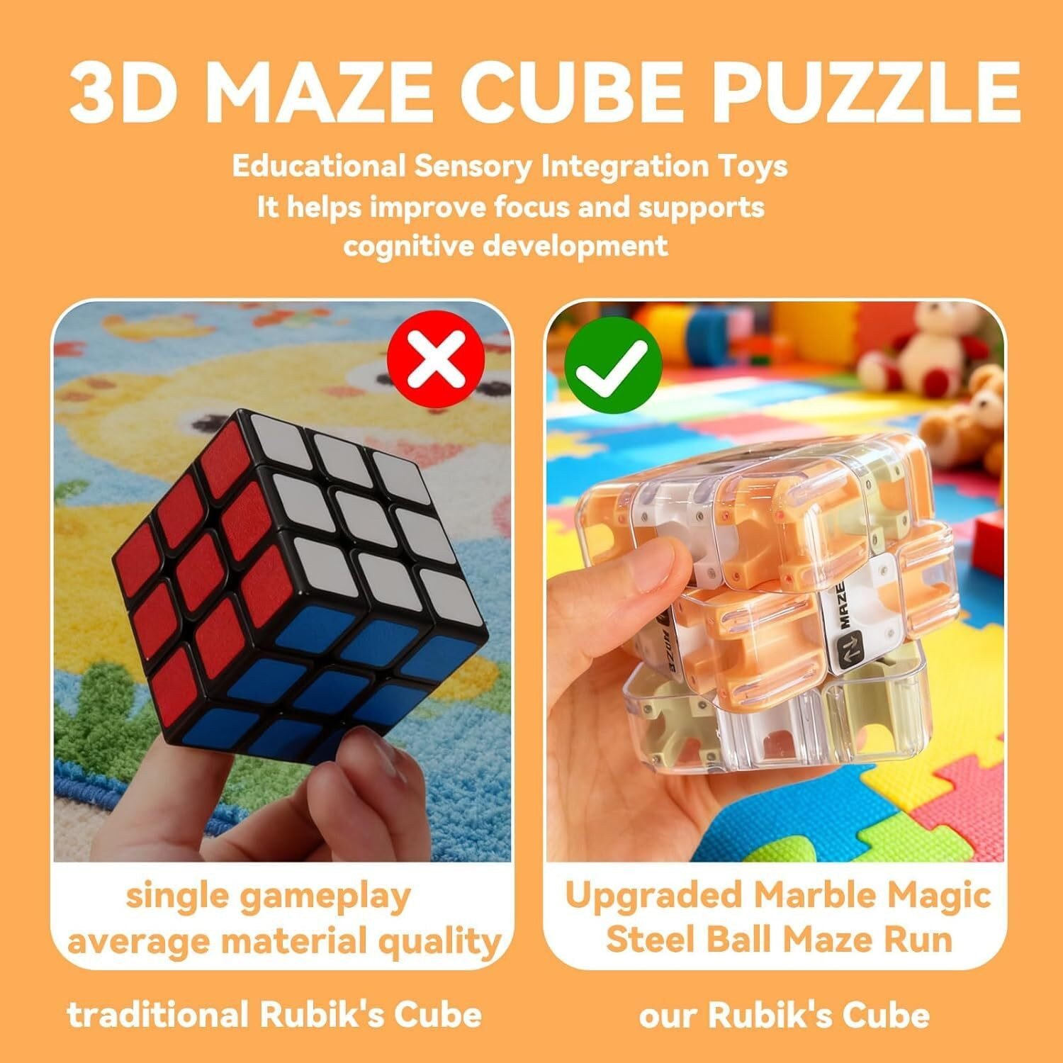 Image of VHD 3D Maze Cube Ball Puzzle Game for Kids & Adults - Labyrinth Brain Teaser Toy
