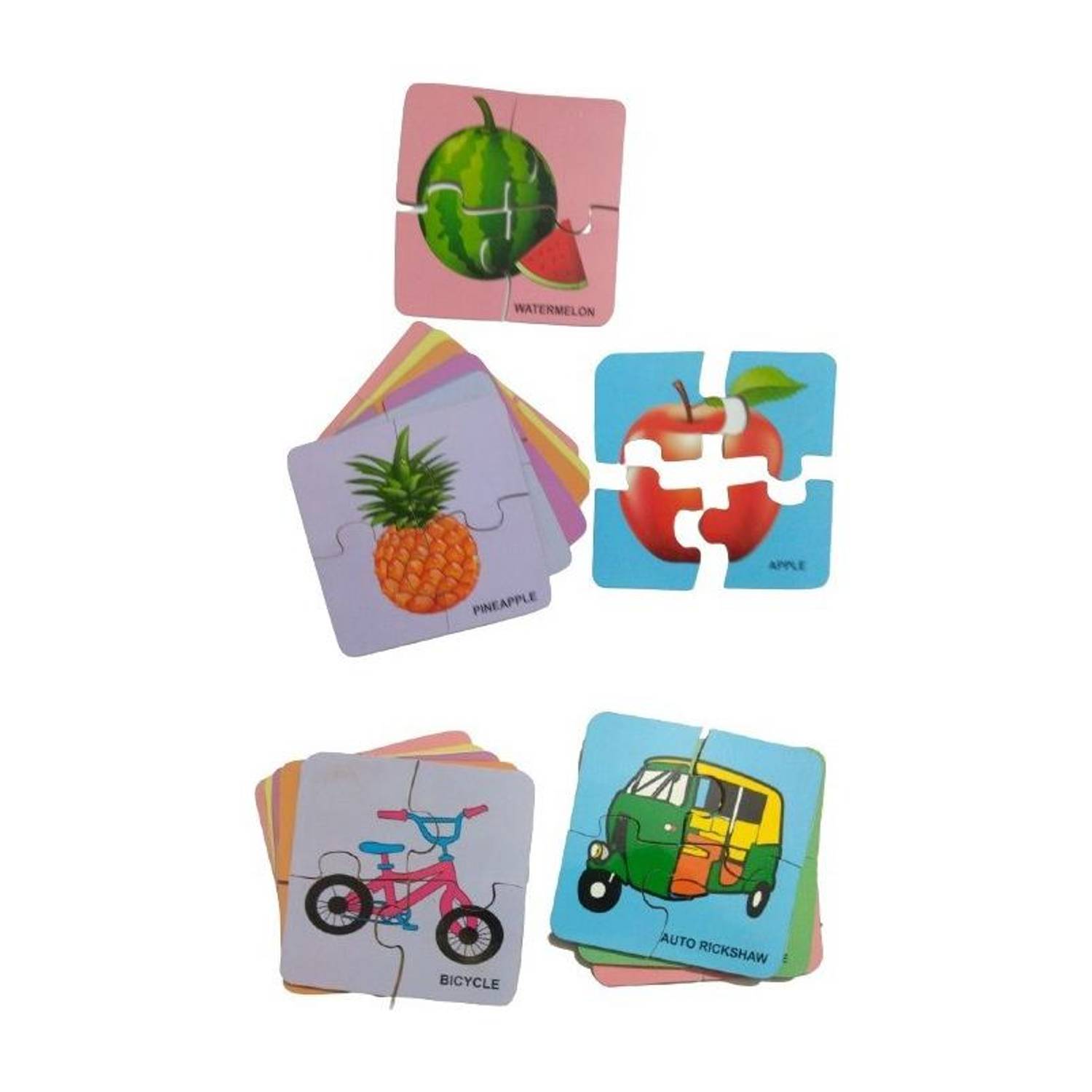 Ashmi Wooden Combo Fruits & Transports Jigsaw Floor Puzzle With 4 Piece and 16 Different Puzzles Fun with Learning & Educational games for Boys and Girls, Kids Age 3+