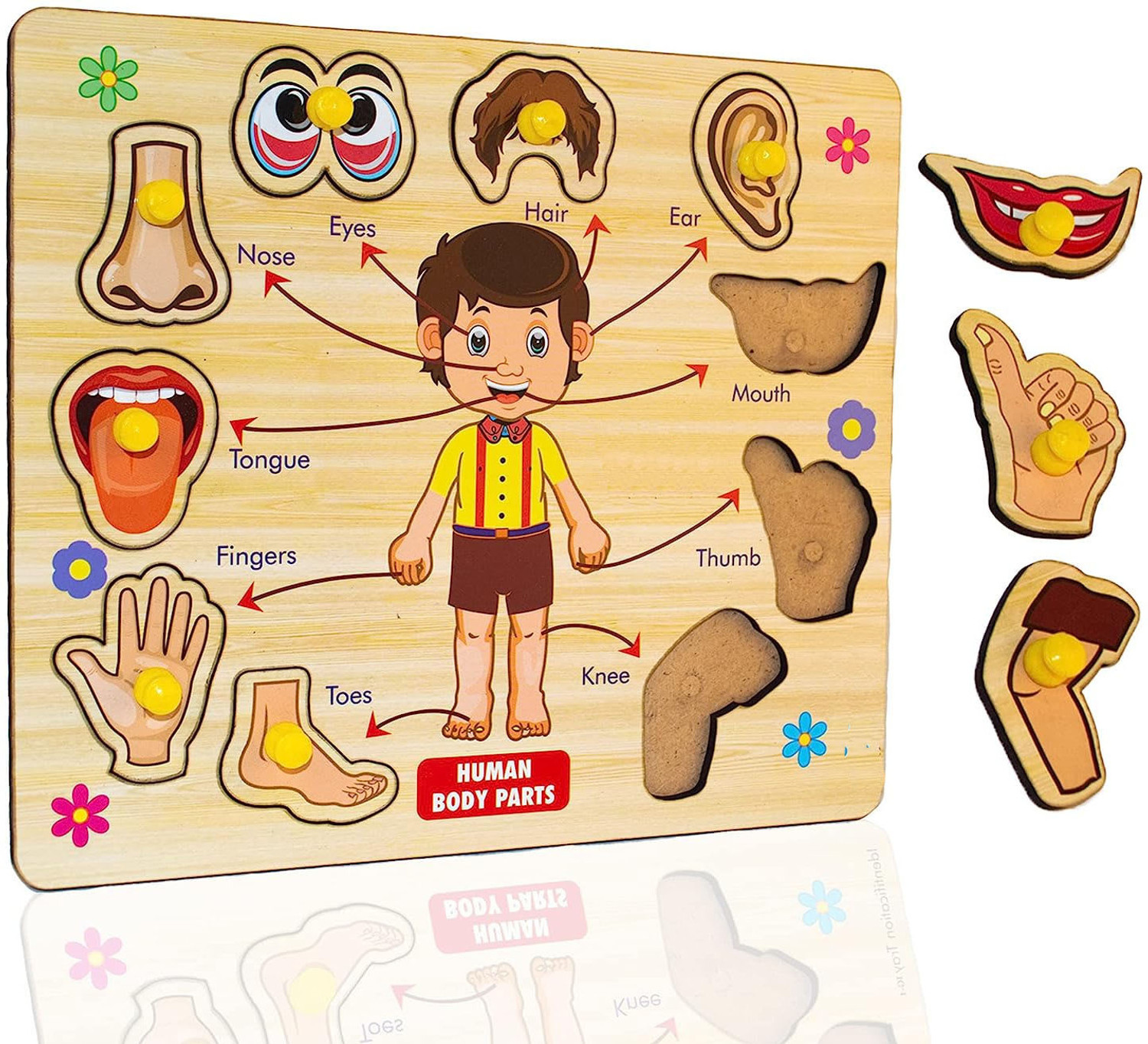Image of SHALAFI Montessori Creative Body Part Puzzle Games Kids Wooden Toys Baby Learning Toys