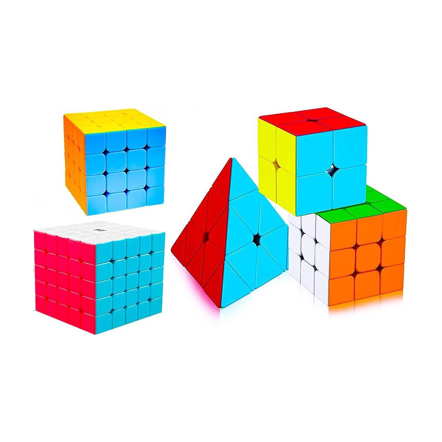 Authfort 2X2 3x3 4x4 5x5 and Pyraminx Pyramid Triangle Puzzle Cubes Combo