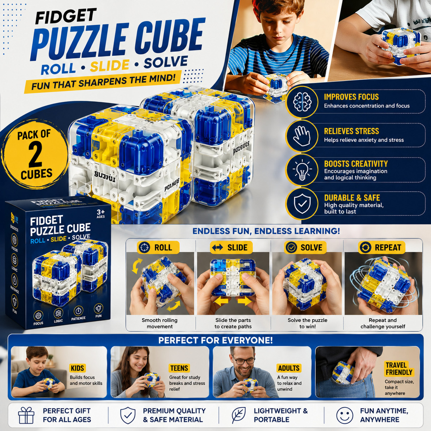 Image of shirly 3D Ball Rolling Maze Cube Puzzle Game for Kids & Adults Brain Teaser