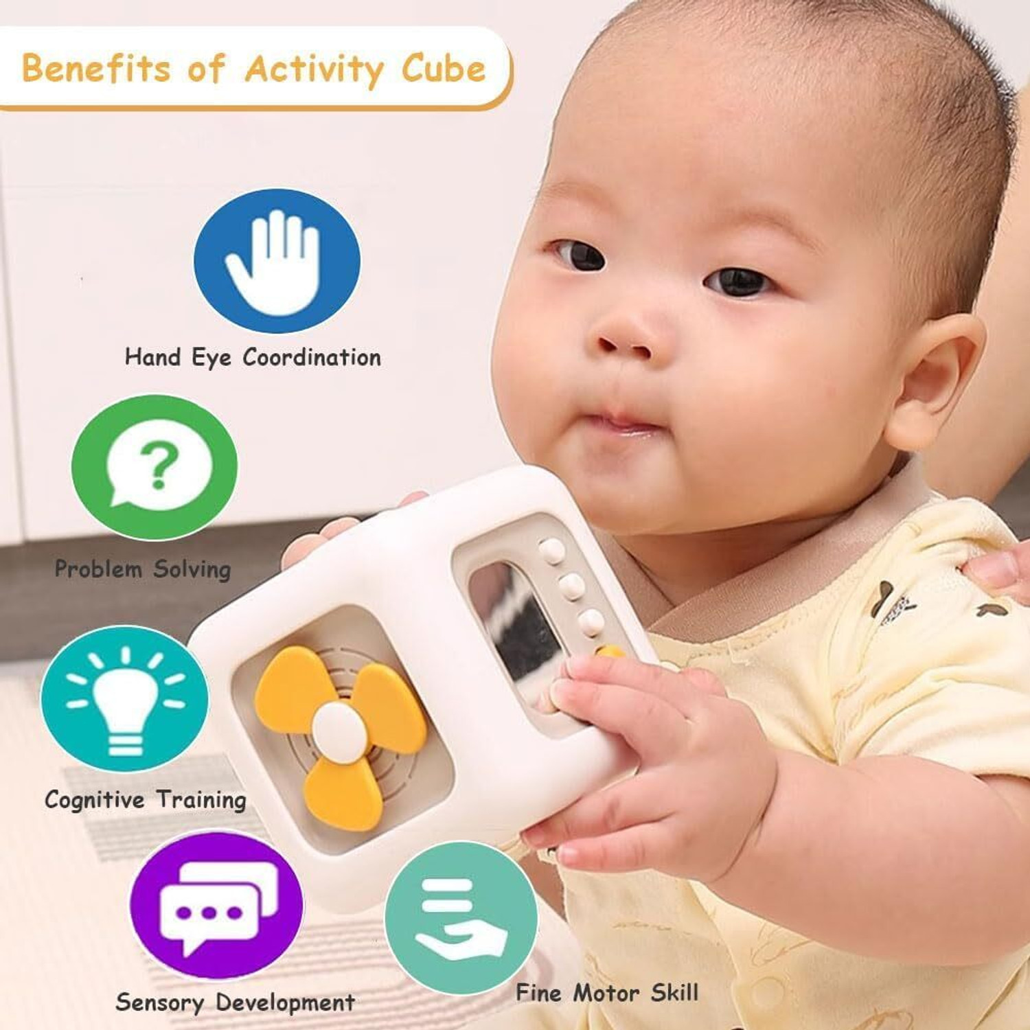 Image of Zwerlin 6 in 1 Cube for Toddlers 1-3, Activity Educational Cube Toy for 1 Year+ Kids