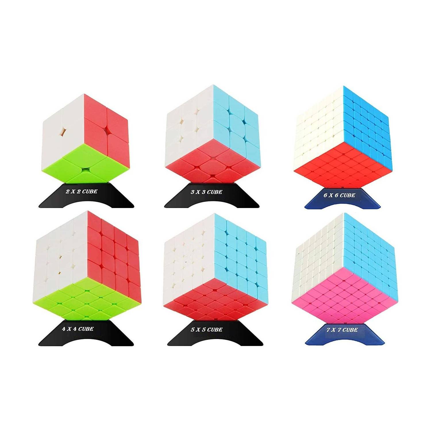 Authfort Complete Moyu & YJ Cube Set of 2x2 3x3 4x4 5x5 6x6 7x7 High Speed Stickerless Magic Puzzle Cube