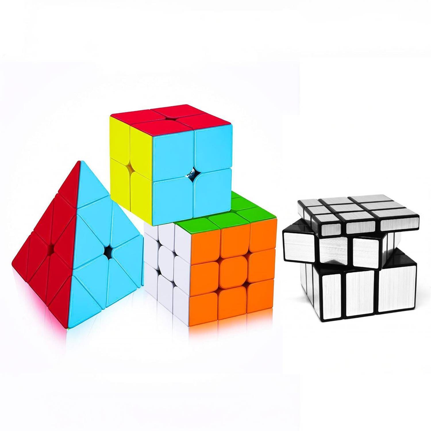 Authfort 2x2,3x3 Pyramid & Mirror Silver cube combo set