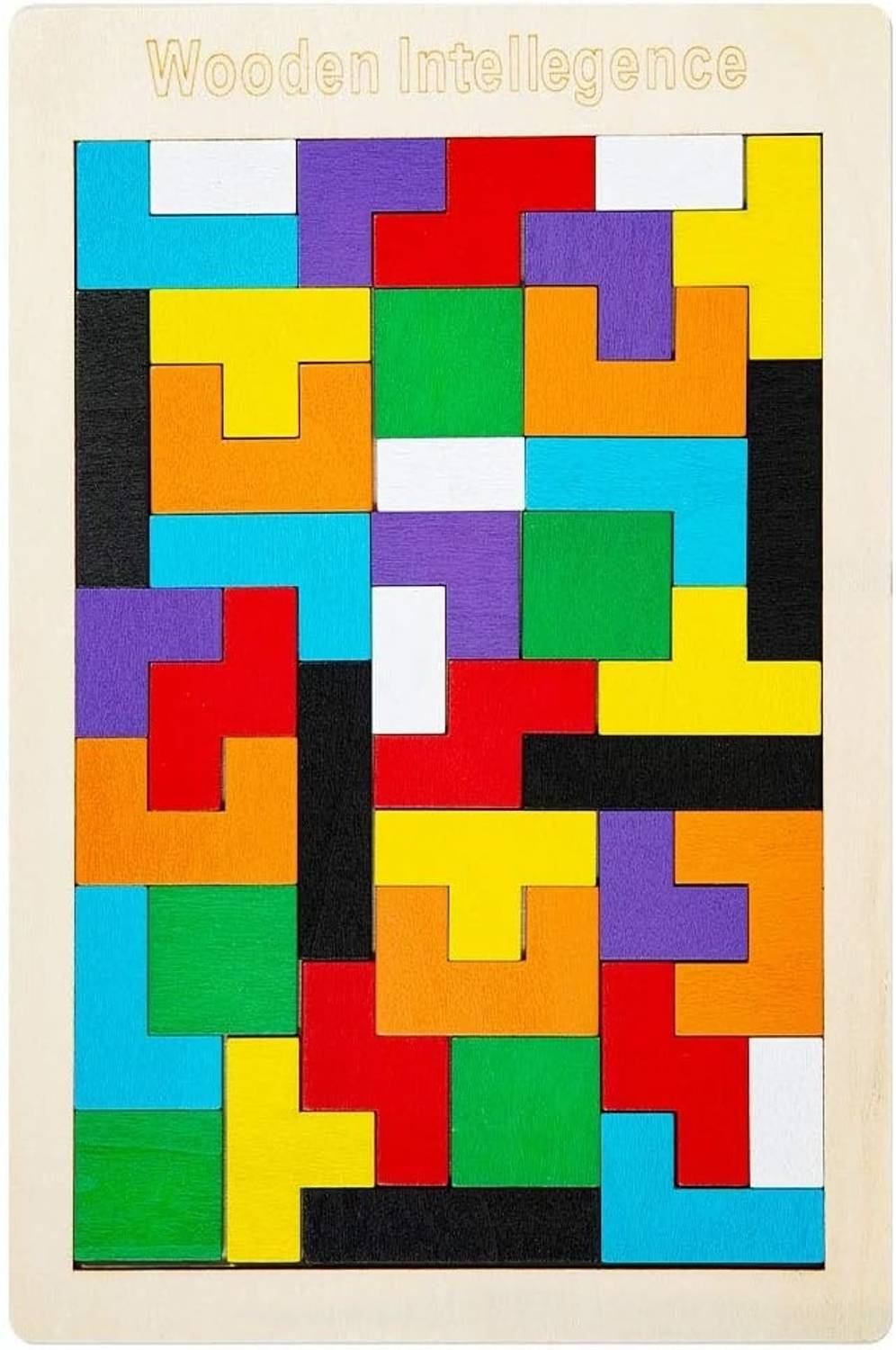 Authfort Wooden Puzzle Brain Teasers Toy Jigsaw Intelligence Colorful 3D Rusian Blocks