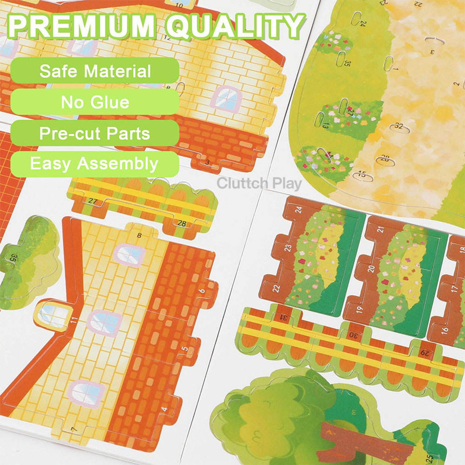 Image of Cluttch Play 3D Puzzle House & Castle Building Kit for Kids Foam Jigsaw Construction Set DIY