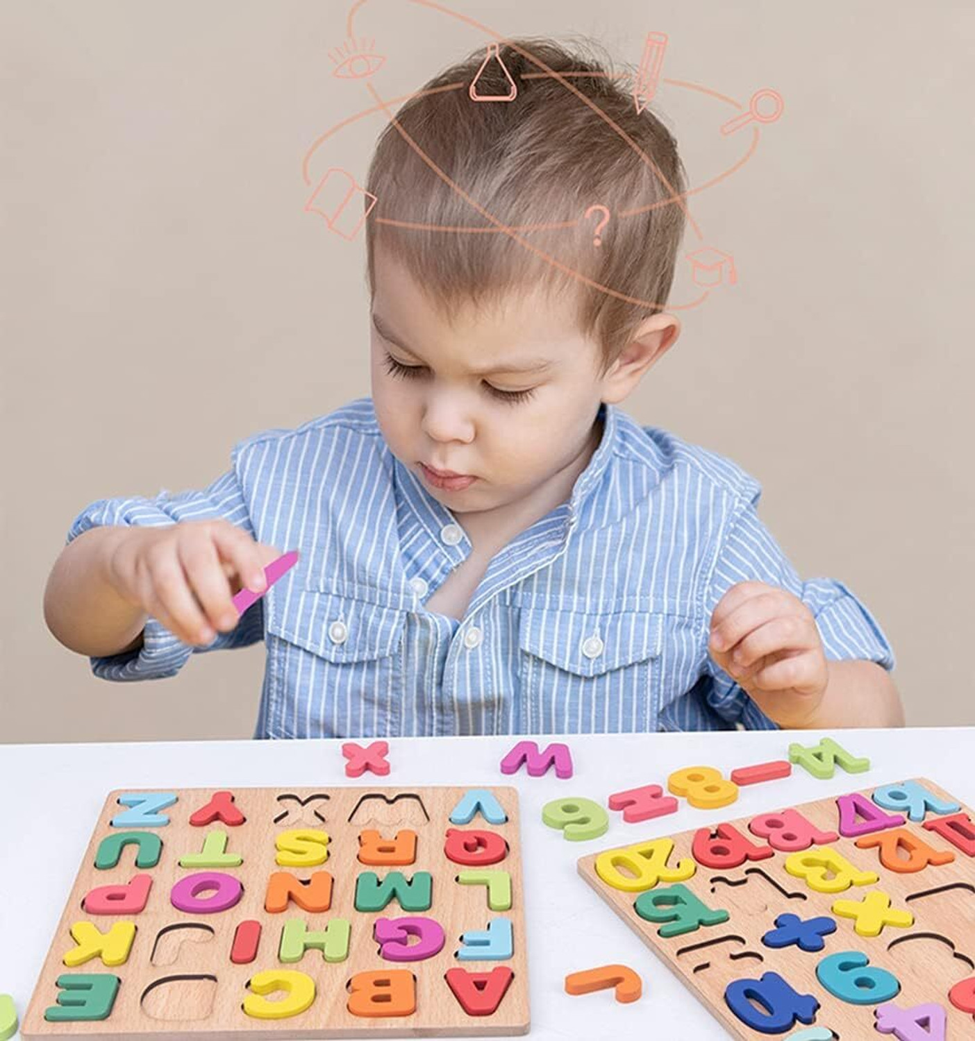 Image of ZEQTOS 3in1 Wooden Learning Educational ABCD Board for Kids Activity Toys for Toddlers