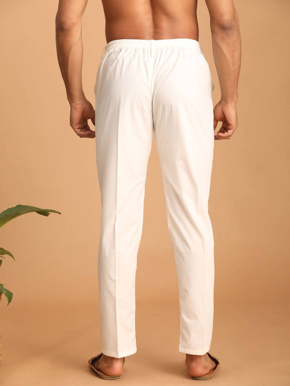 VASTRAMAY Men's White Pure Cotton Pant Style Pyjama 36 (Small)