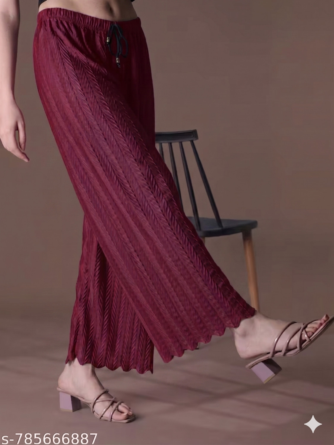 Image of SHIFAFASHIONN Straight Fit, Loose Fit Women White, Maroon Trousers