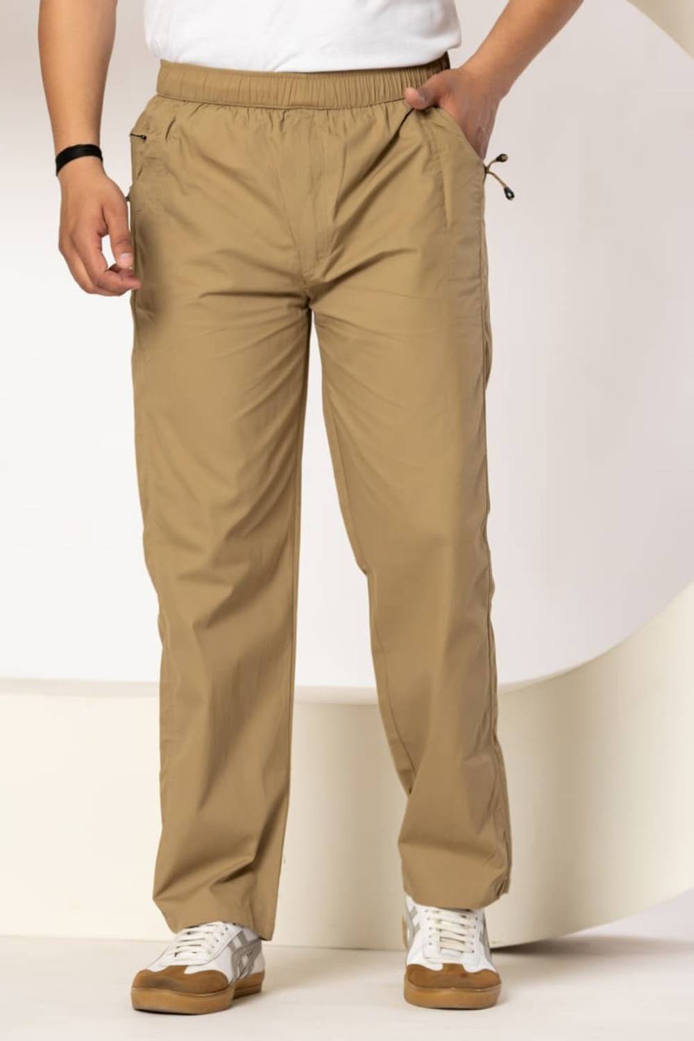 M K ENTERPRISES Men Beige Track Pants - Image 1