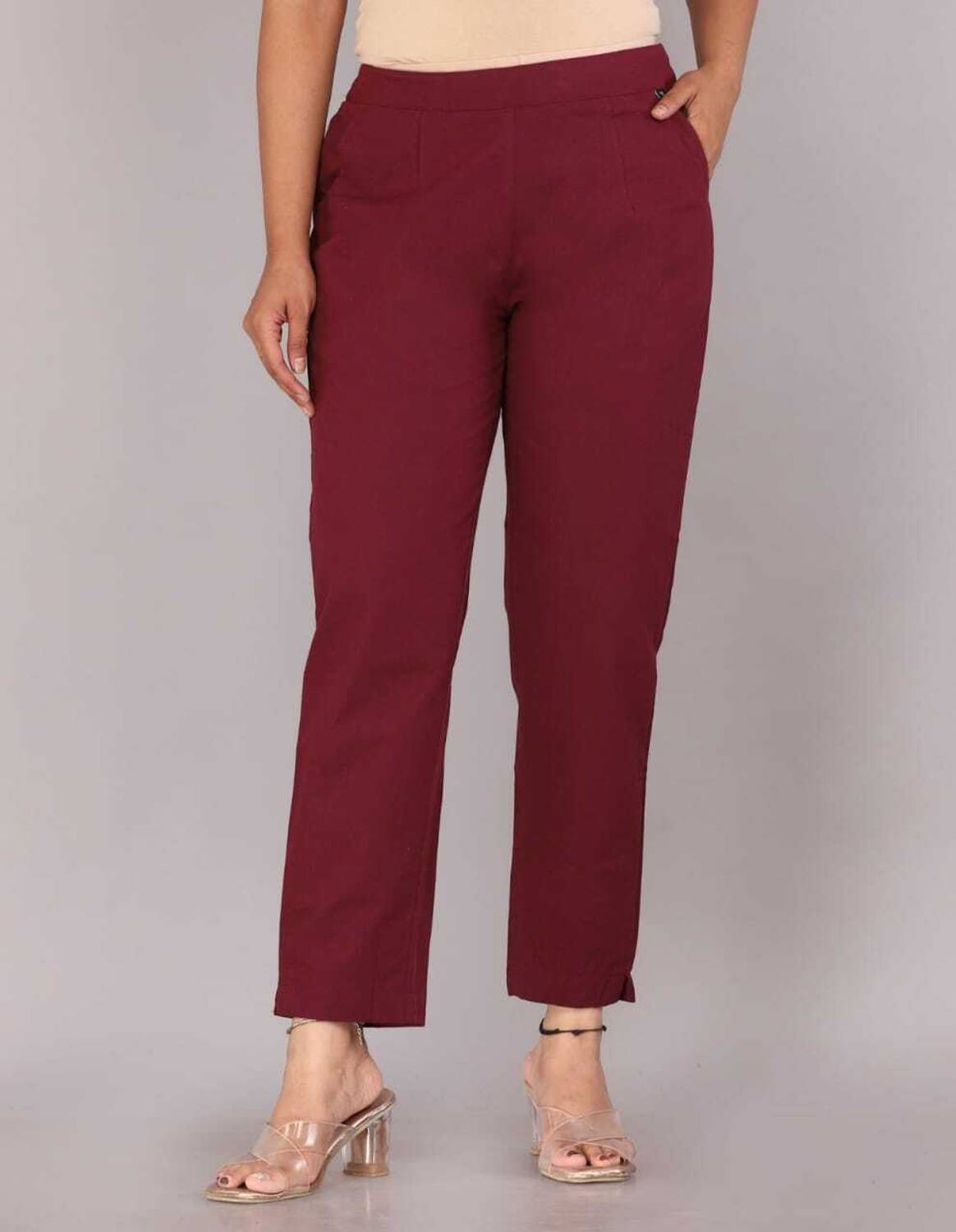 ABHIJEETGARMENT Regular Fit Women Maroon Trousers