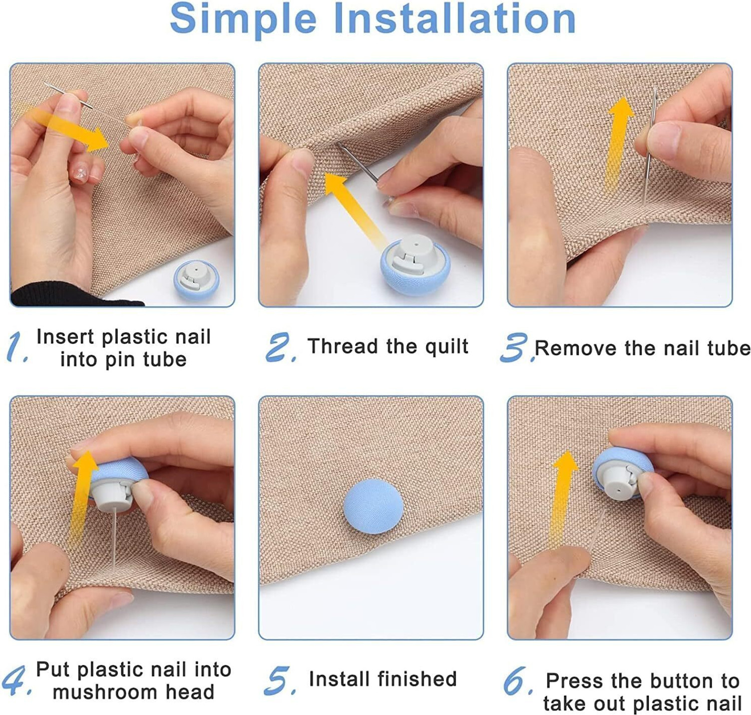 Image of YELONA 12-Pcs Blue Duvet Cover Pin & Clips,Double Sided Quilt Fasteners,Cushion,Curtain Cotton Batting