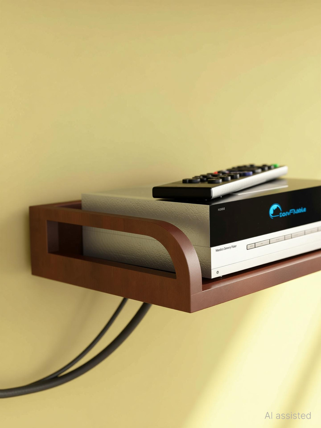 Image of HOME SPARKLE Wooden Set Top Box Stand /DTH Stand /WIFI Router Stand,Wall Mount with Wifi Holder MDF (Medium Density Fiber) Wall Shelf