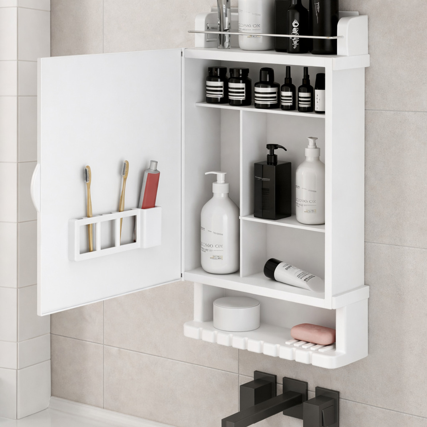 Image of ICONPLUS MC00112 Glass, Plastic, Steel, Crystal Wall Shelf