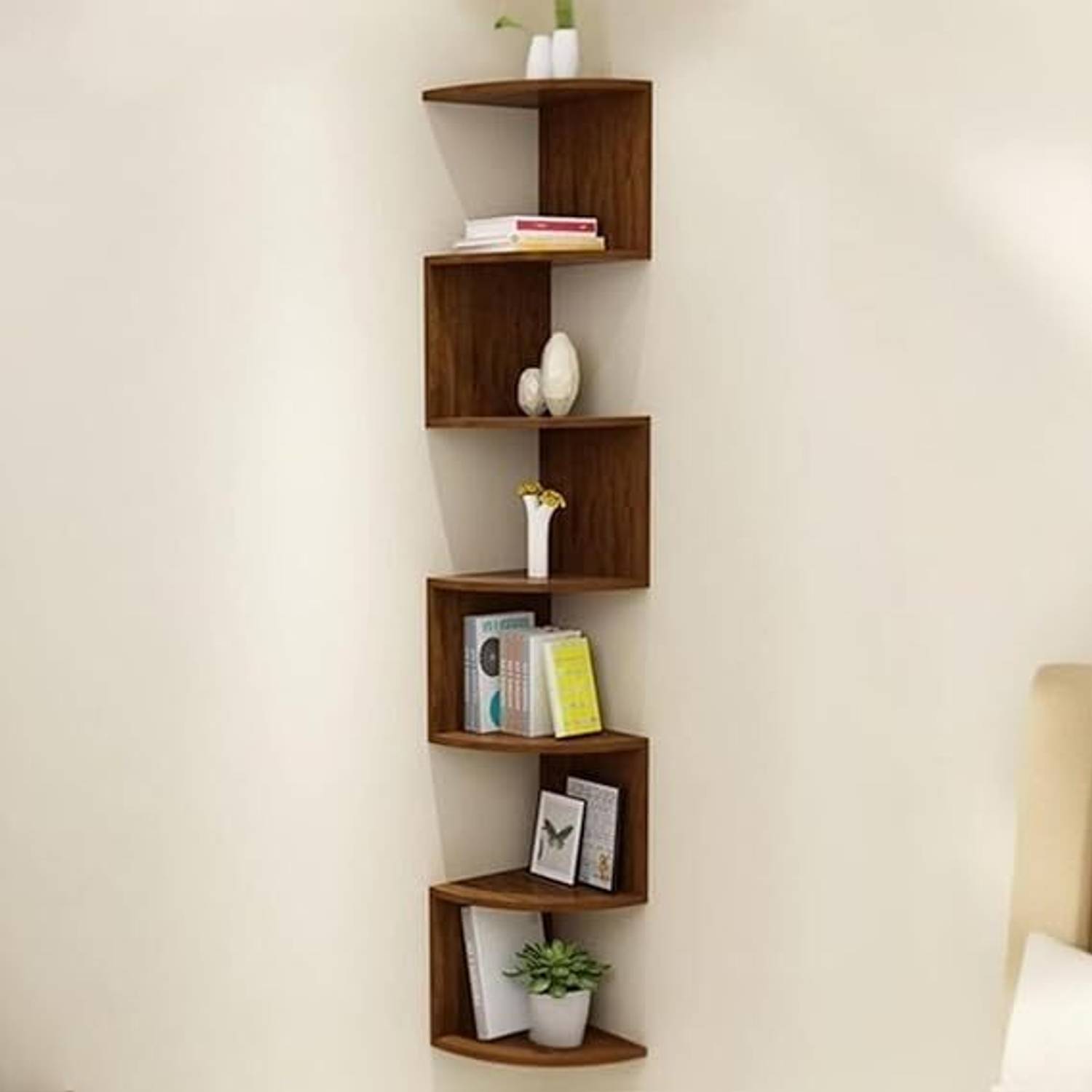 CraftOnline Zigzag corner rack shelves for living and bedroom dec