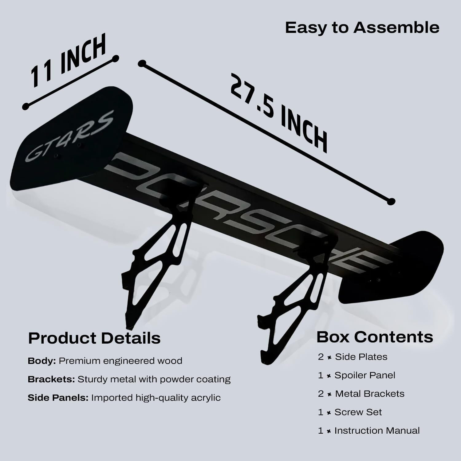 Image of Buildxtreme Spoiler Shelf - Wall Mounted Car Spoiler Shelf for Home, Office, Garage Iron Wall Shelf