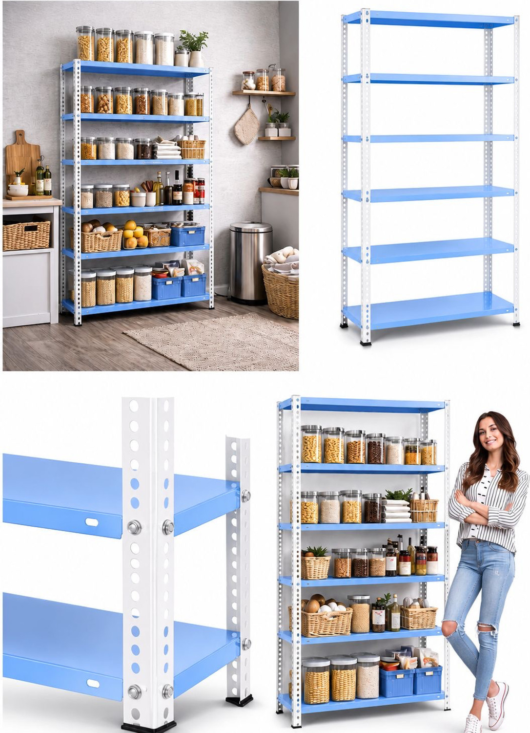 Image of Perfect Steel Traders 6 Shelf heavy Powder Coated Shelf Rack for Home Metal Organizer Iron Wall Shelf