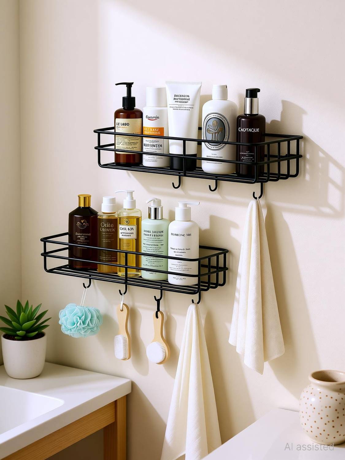 ALMORA ALMORA Bathroom Organizer/ Bathroom Stand/ Bathrom Iron Wall Shelf