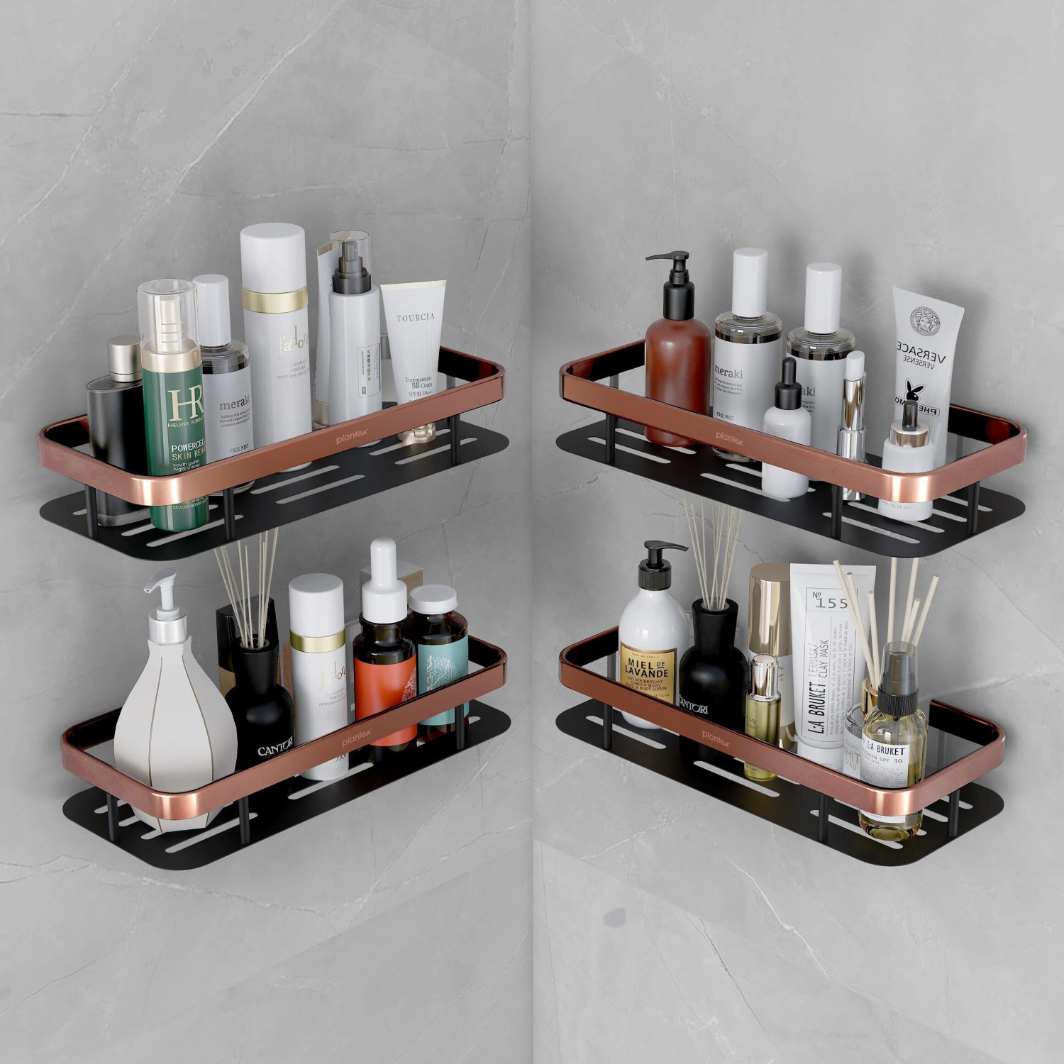 Image of Plantex Multipurpose Shelf /Shelf for Bathroom /Self-Adhesive Shelf for Home /Office(12x5) Aluminium, Stainless Steel Wall Shelf