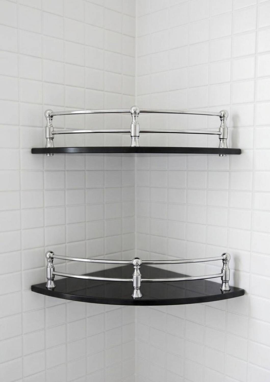 Auraview Stainless Steel Wall Mounts 2-tier Glass Corner Shelf For Bathroom & Kitchen Glass, Stainless Steel Wall Shelf