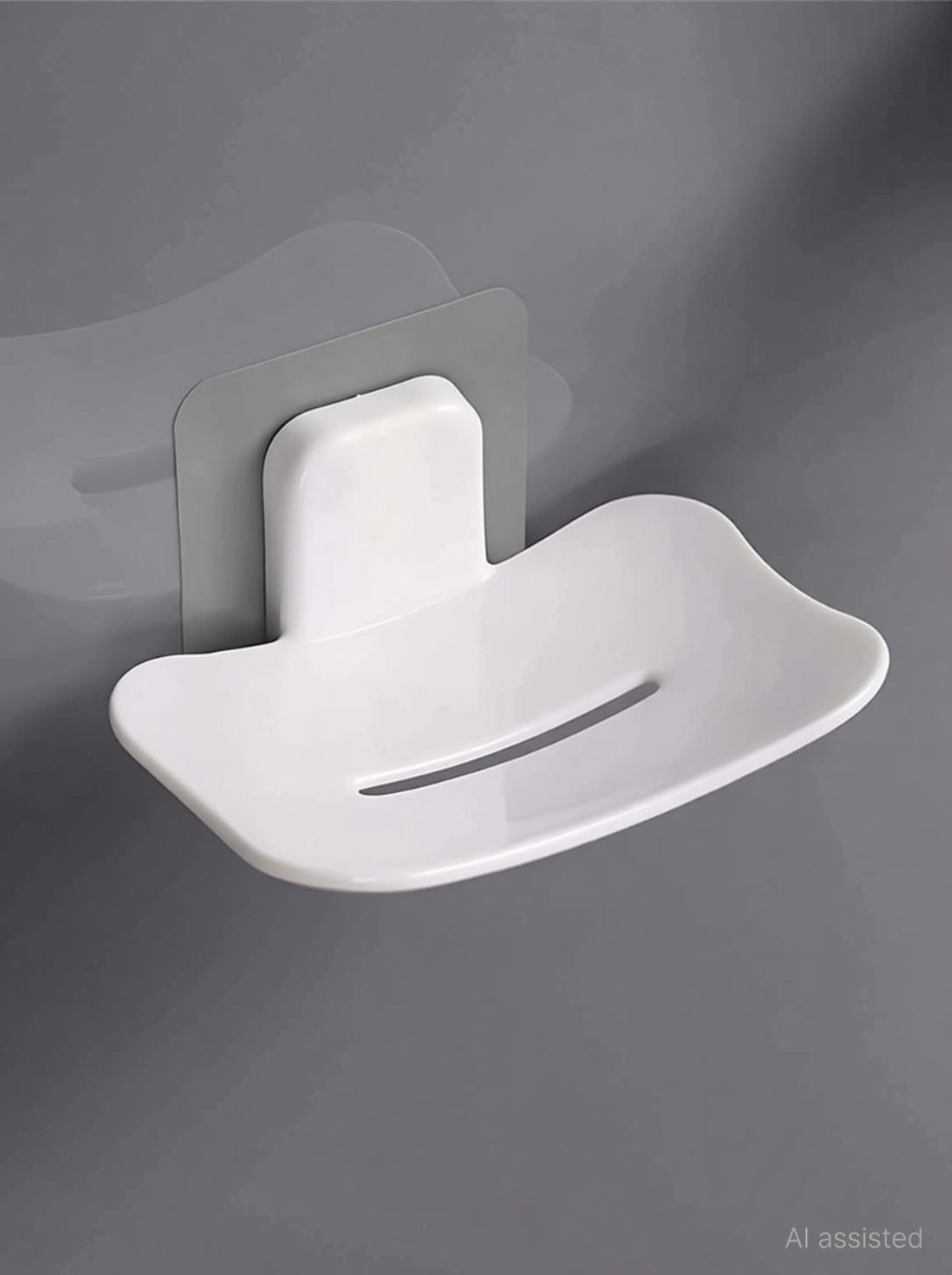 Image of Lufasa White Bathroom Shelves 3 Pcs + Soap Stand 3 Pcs Multipurpose and Rack for Home Plastic Wall Shelf