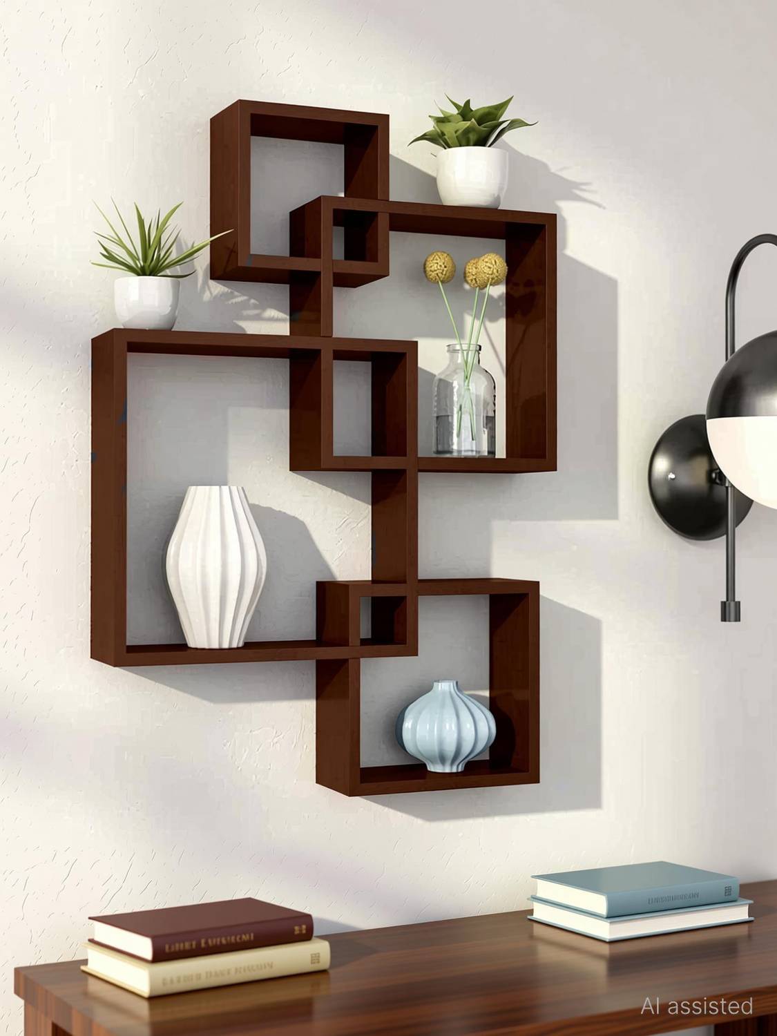 Diamond Handicraft Wooden Wall Mounted Shelf - Image 1