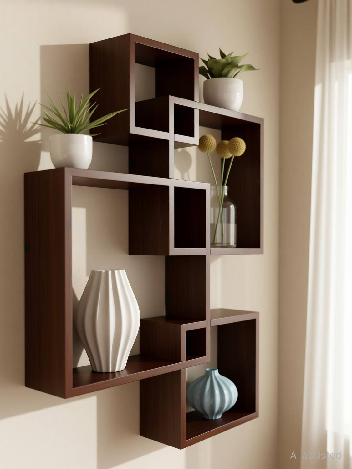 Diamond Handicraft Wooden Wall Mounted Shelf - Image 3