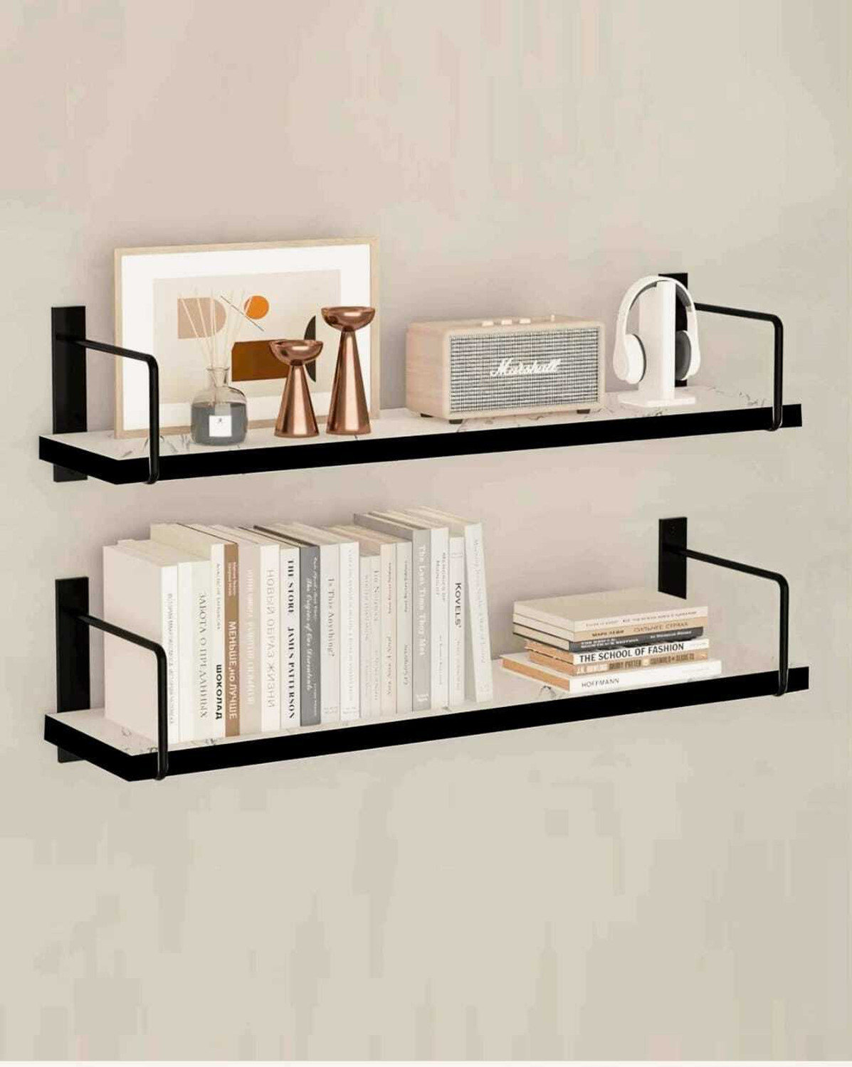 Image of takme Wooden Wall Shelf for Living Room & Bedroom (Black) MDF (Medium Density Fiber) Wall Shelf