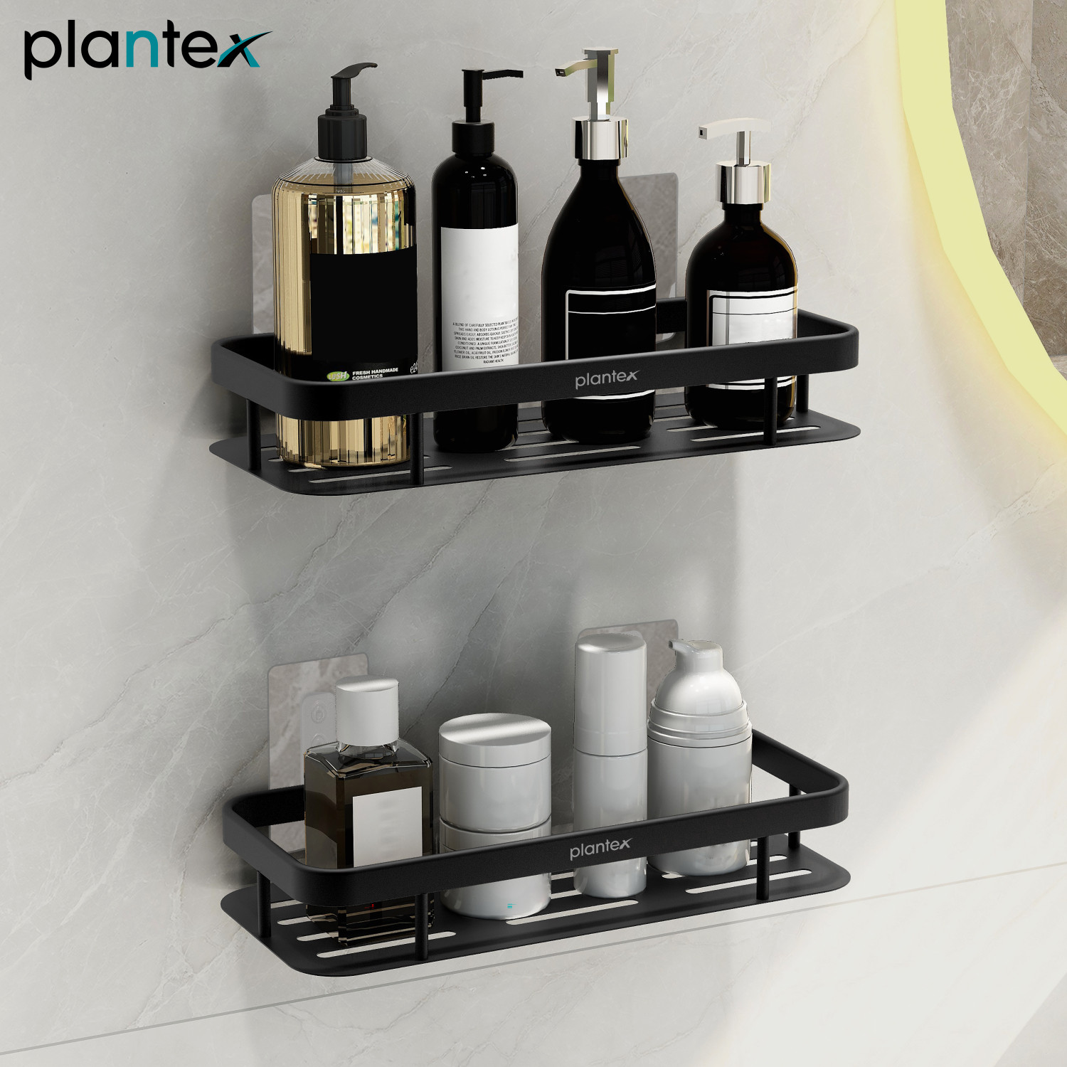 Image of Plantex Shelf for Bathroom /Shelf for Bathroom /Shelf with Self Adhesive Sticker-(12x5in) Aluminium Wall Shelf