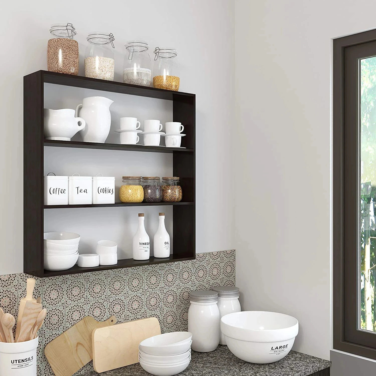 Image of Xtenshion Crafts Wooden Wall Mounted Racks, Organizer, Shelf for Kitchen Storage Boxes Wooden Wall Shelf