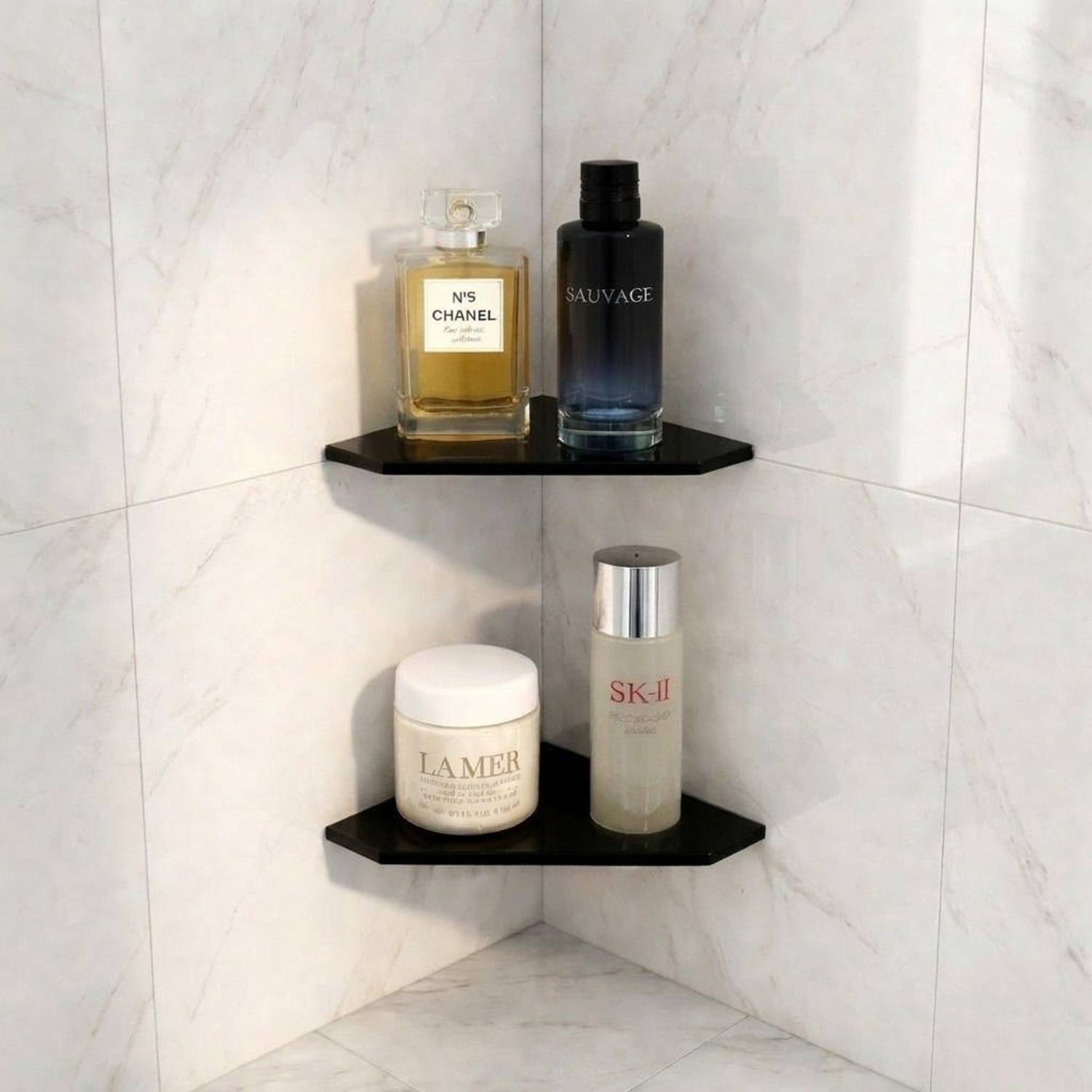 Auraview Without Railing Diamond 6x6 inch Shelf 2 black Glass Wall Shelf