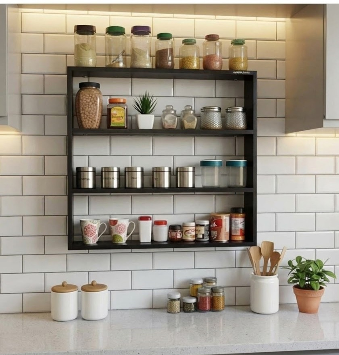 Image of ADVISHI HOME DECORE MDF Wall Mounted Kitchen Rack Shelf | Wooden Wall Shelf