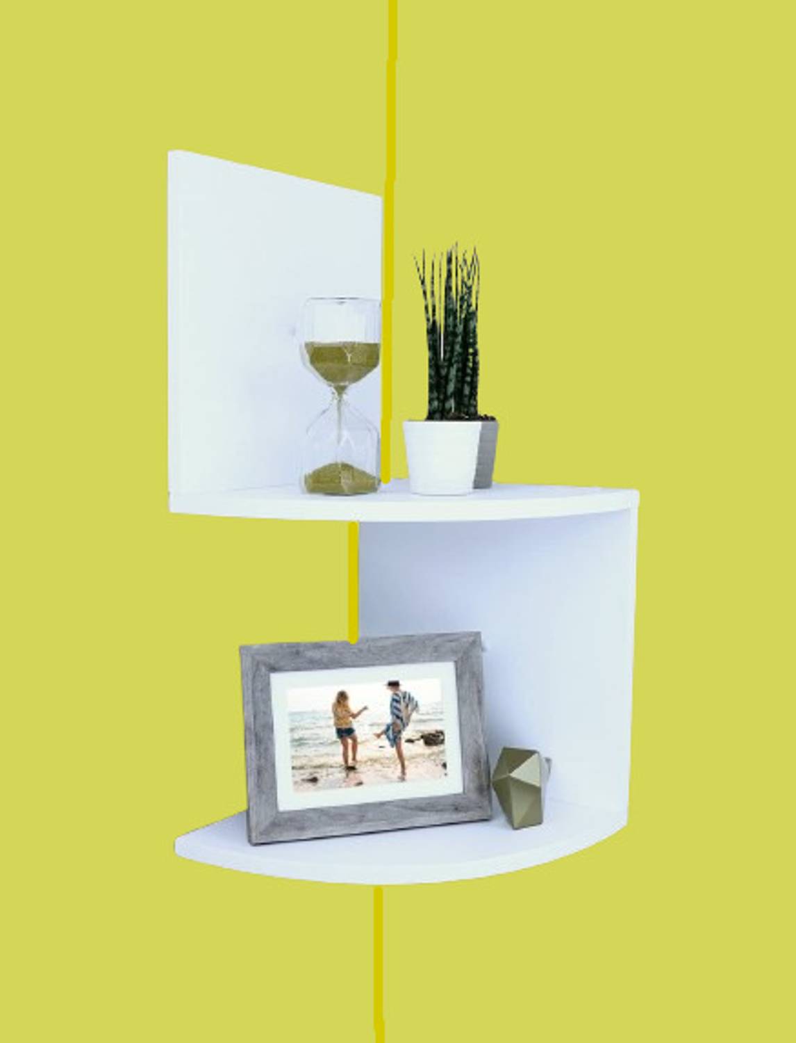 CraftOnline MDF 2 Tiers ZigZag Floating Wall Mount Corner Shelf W
