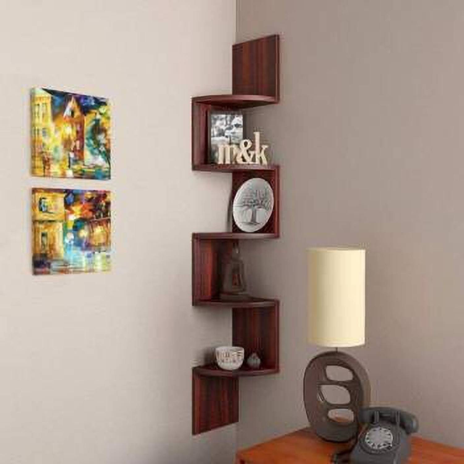 TheNextStore Zigzag Corner Wall Mount Shelf Unit/Racks and Shel