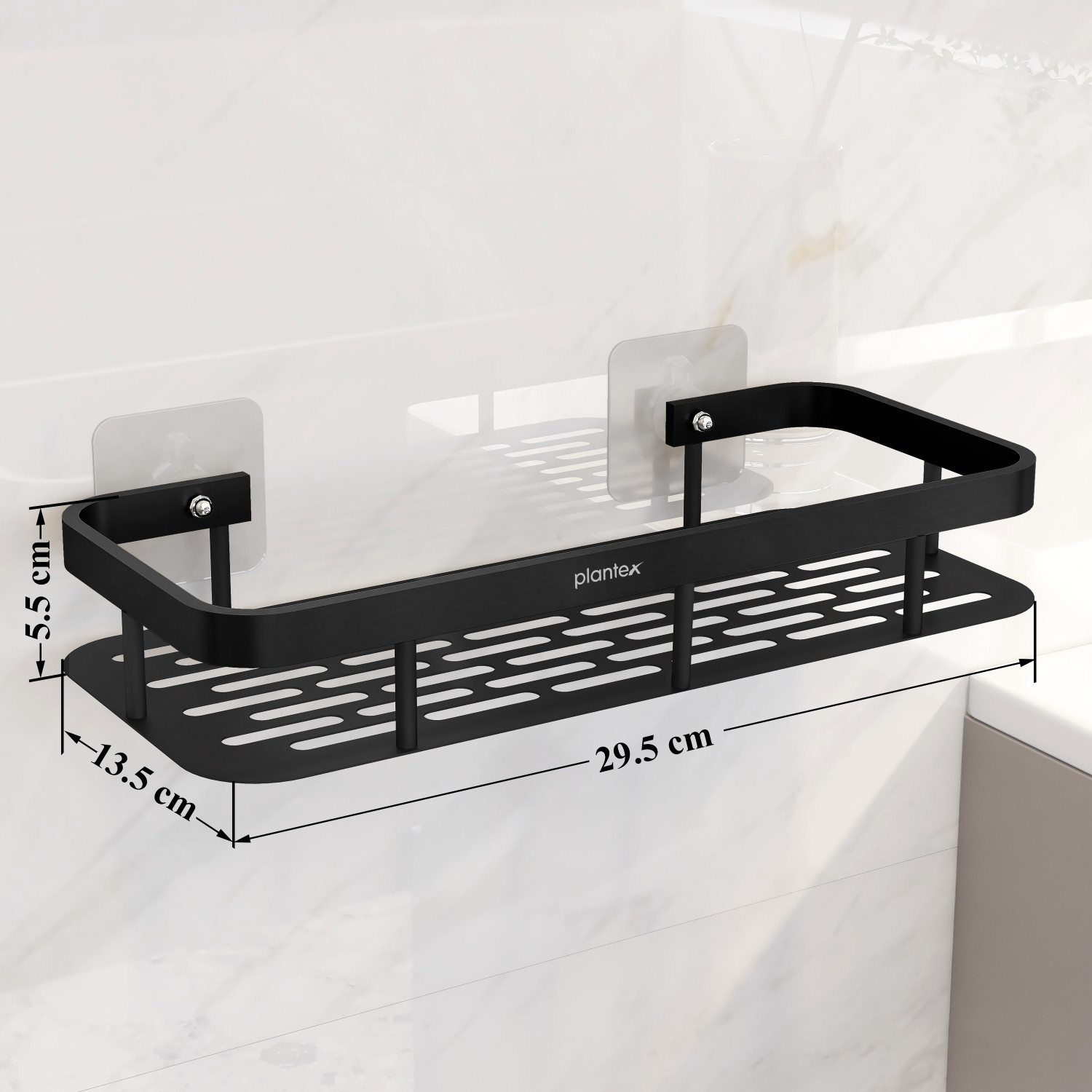Image of Plantex Shelf for Bathroom /Multipurpose Shelf /Self-Adhesive Shelf for Home /Office(12x5) Aluminium, Stainless Steel Wall Shelf