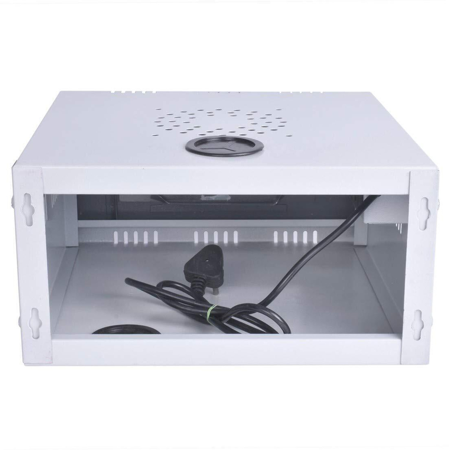 Image of Microtech 1U CCTV /DVR Cabinet Box /DVR Rack Wall Mount with Lock with 3 Power plug Iron Wall Shelf