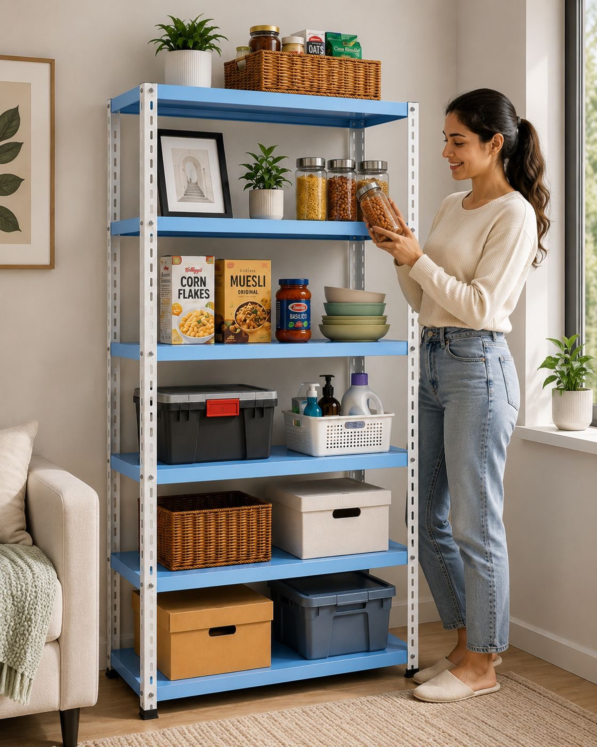 Image of Perfect Steel Traders 6 Shelf heavy Powder Coated Shelf Rack for Home Metal Organizer Iron Wall Shelf