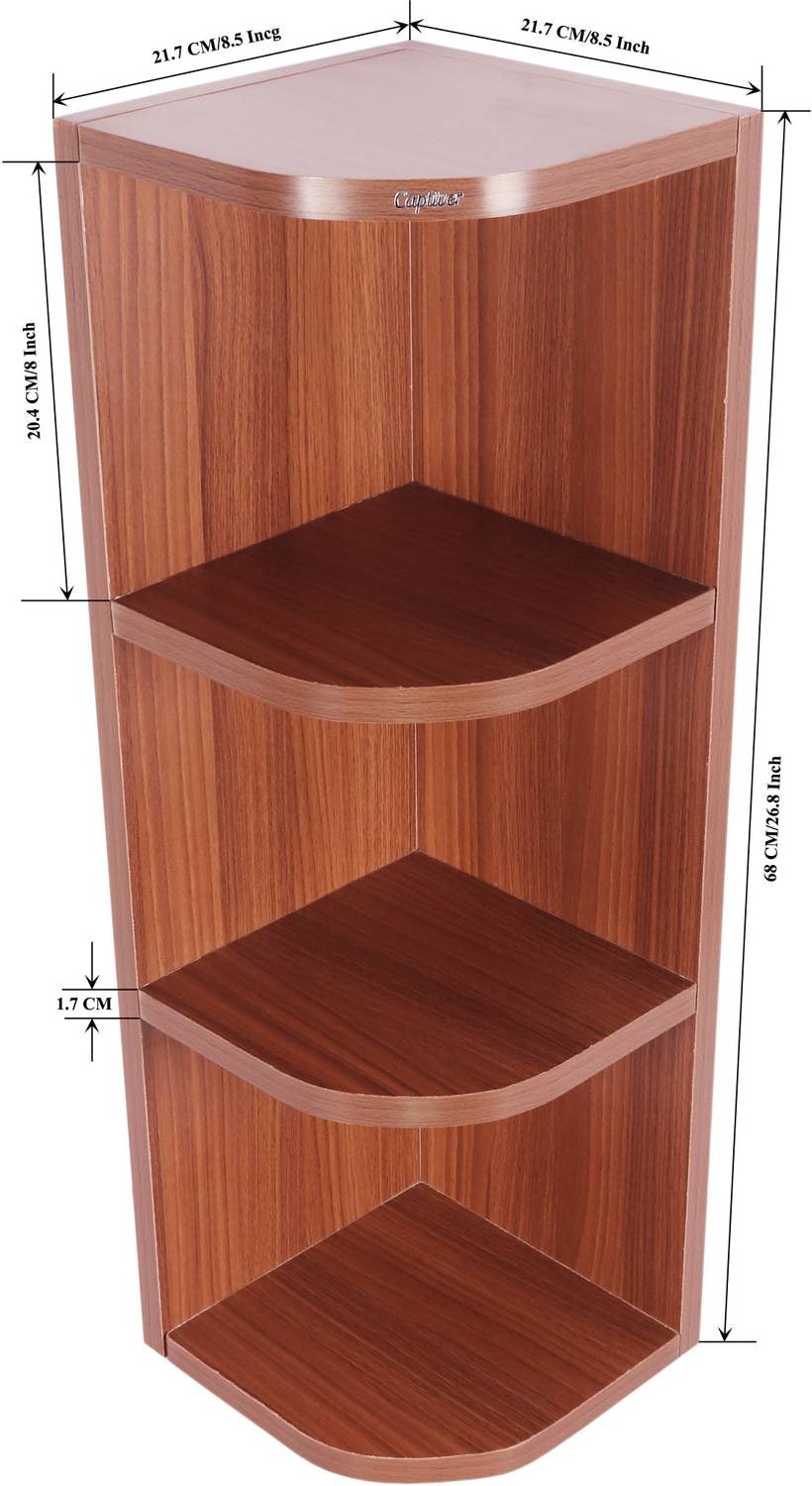 Captiver Eden Corner Wall Shelf Set of 4 Classic Walnut 20X20X68