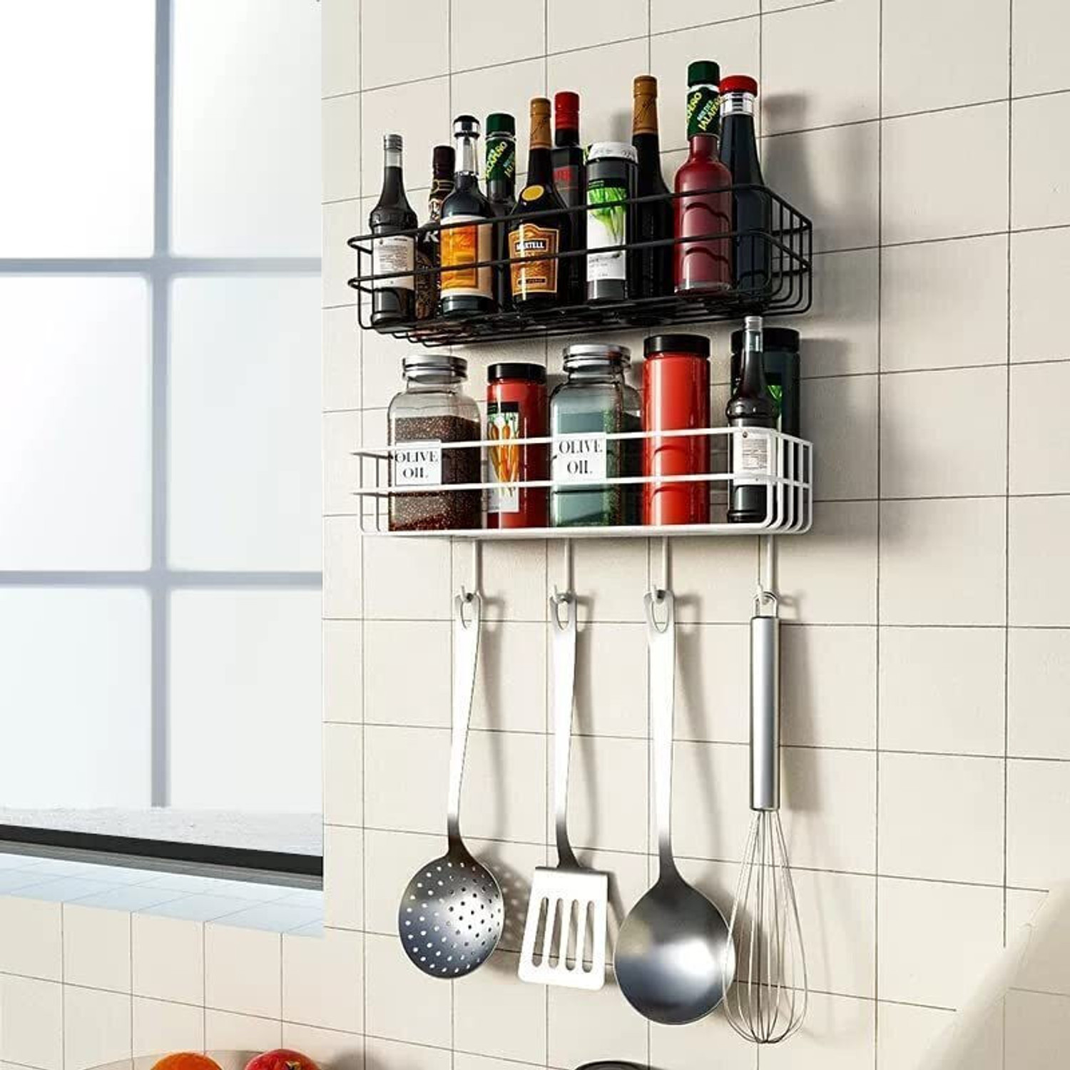 Image of AQUAVIBE Multi-use Self Adhesive Kitchen (PACK OF 1) Bathroom Shelve,storage Rack Stainless Steel Wall Shelf