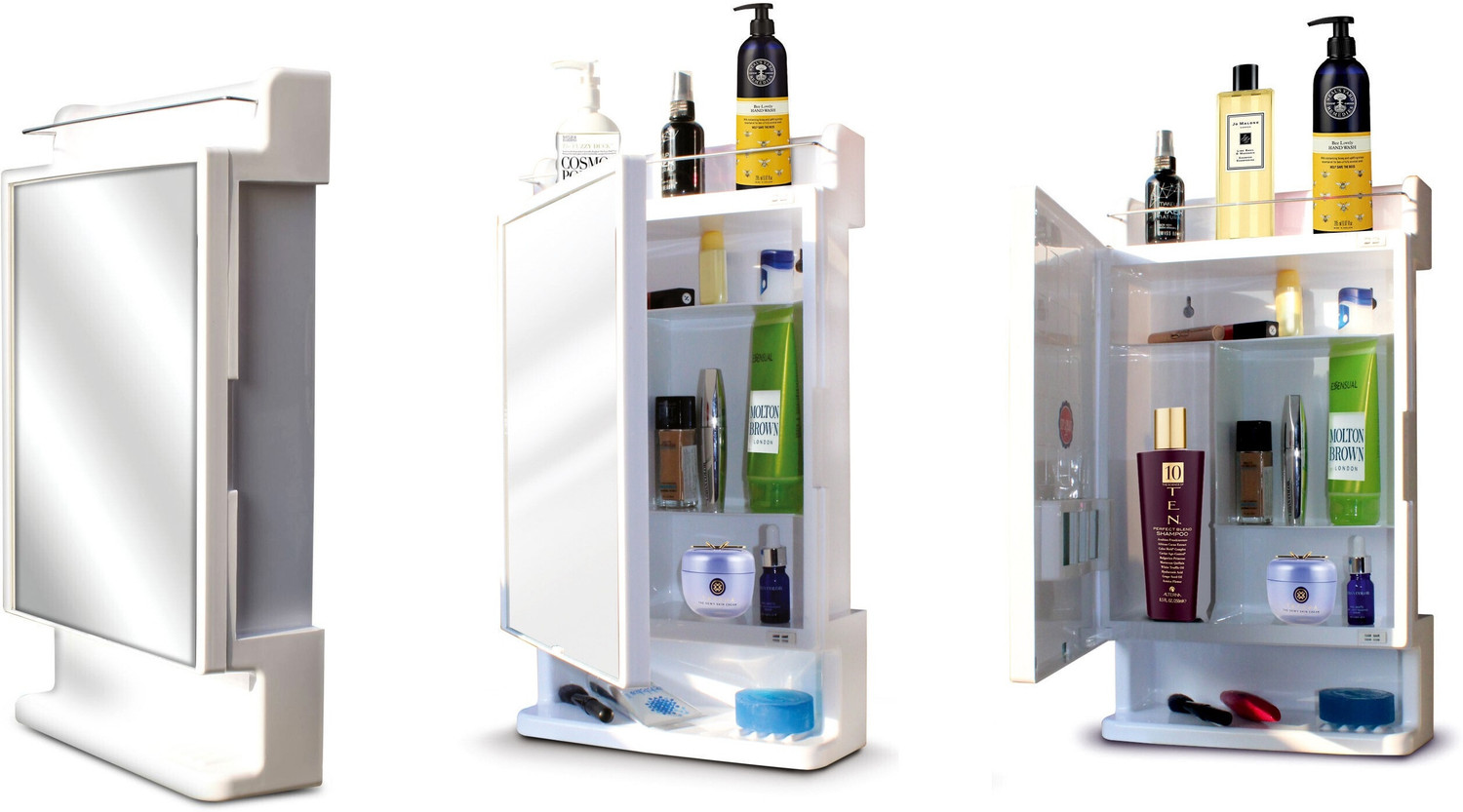Image of CIPLA PLAST Rich Look Bathroom Cabinet | Mirror with Shelf | Storage Organizer | Plastic, Glass Wall Shelf