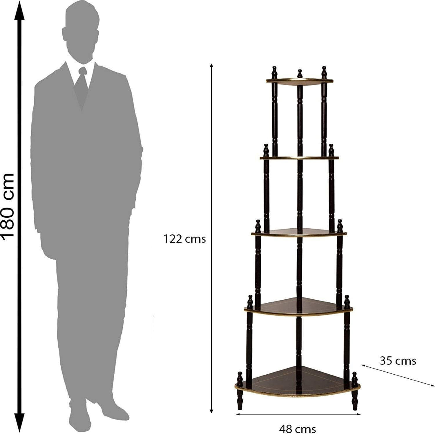 Image of APEROL DESIGN 5 Tier MDF Wooden Corner Wall Shelf for Living Room & Bedroom (Brown) Wooden Wall Shelf