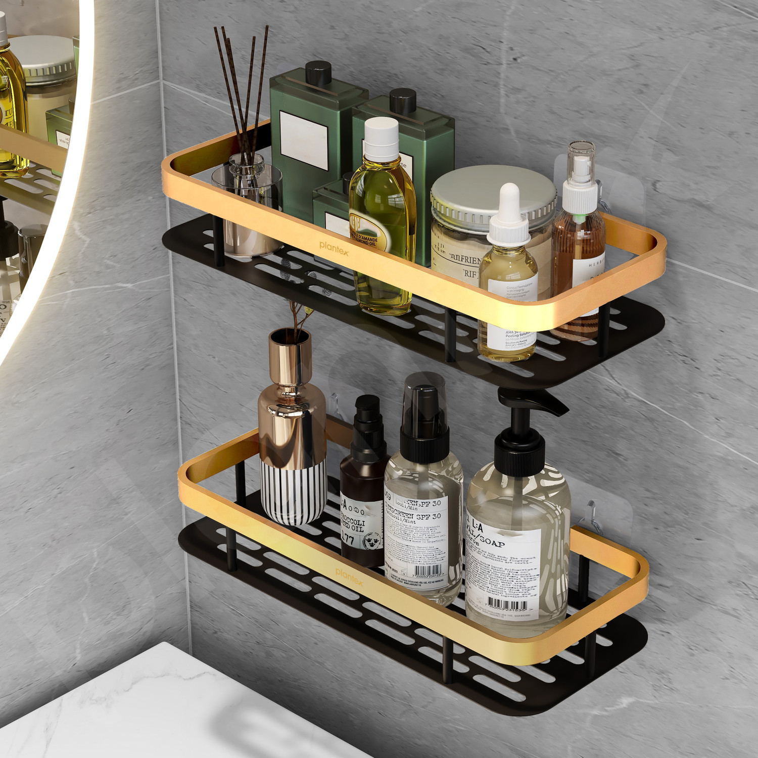 Image of Plantex Shelf for Bathroom /Multipurpose Shelf /Self-Adhesive Shelf for Home /Office(12x5) Aluminium, Stainless Steel Wall Shelf