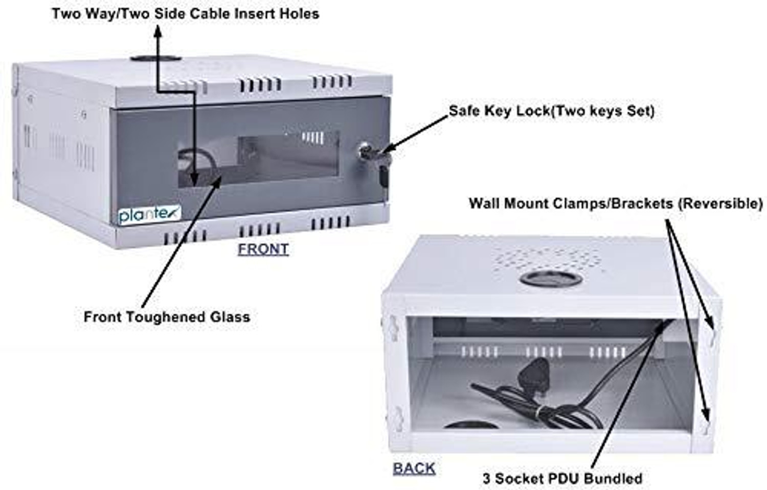 Image of YASHVI CCTV Cabinet Box /DVR Rack Wall Mount with Lock /Server Rack with Power Socket Iron Wall Shelf