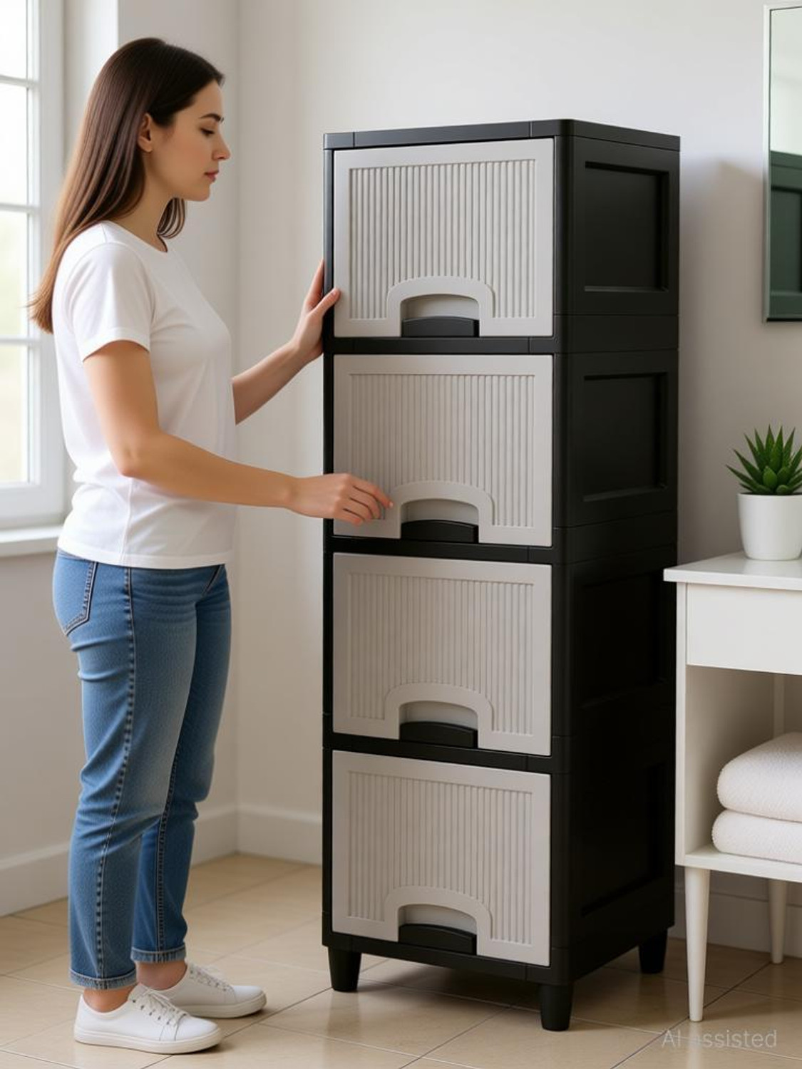 Image of MAXTID Multi Layer Bathroom Kitchen Cabinet Plastic Wall Shelf