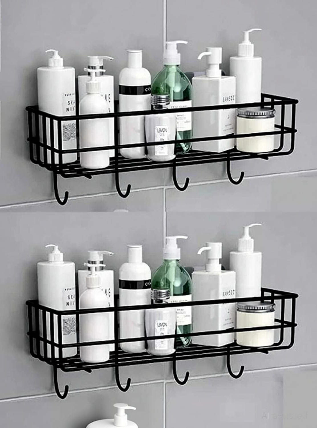 Image of Well Set Mounted Storage Organizer for bathroom /living Hall (Pack of 2) Iron, Stainless Steel Wall Shelf