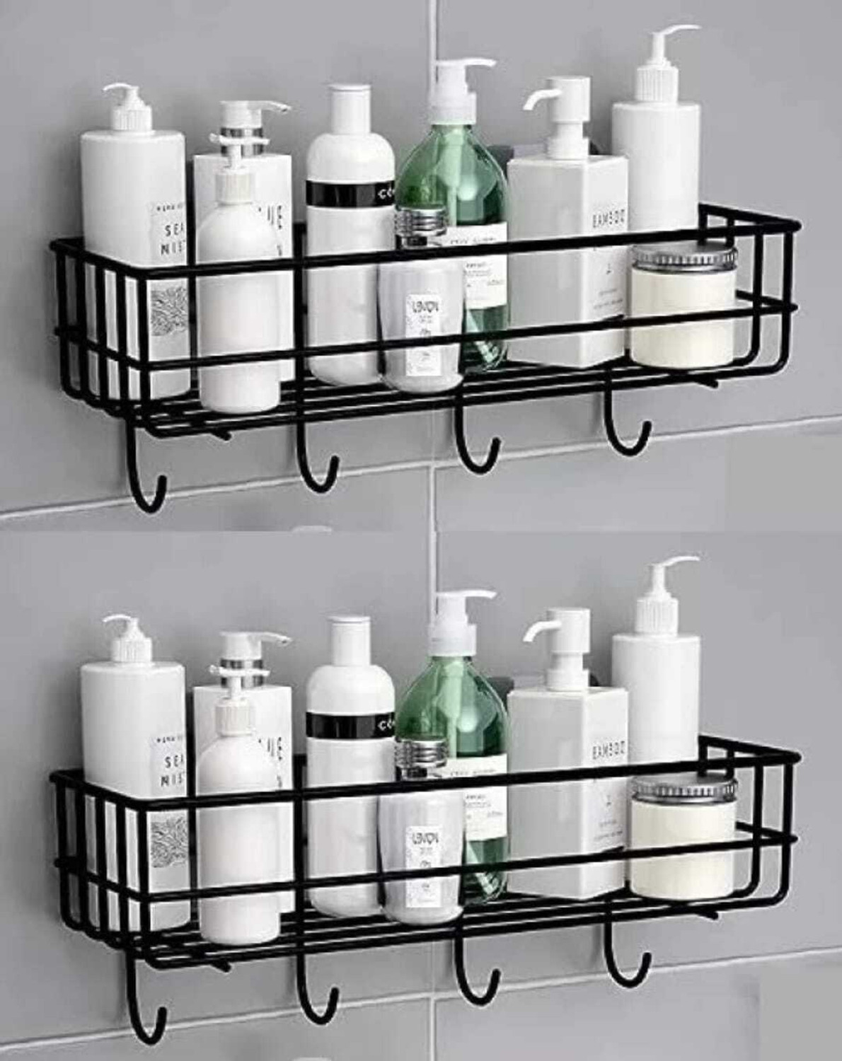 Image of Well Set Mounted Storage Organizer for bathroom /living Hall (Pack of 2) Iron, Stainless Steel Wall Shelf